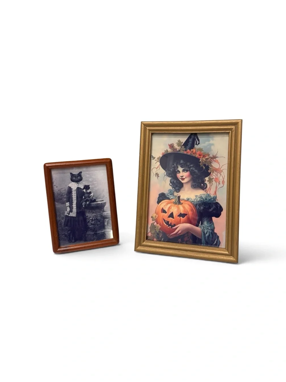 Vintage Wood Picture Frame’s  with Halloween Art